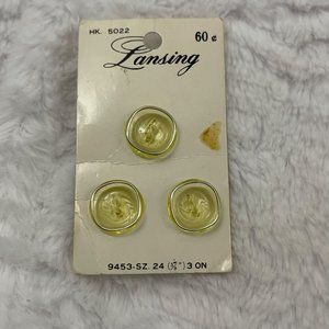Lansing 9/16", Clear Gold, Rounded Square Vintage Buttons, HK 5022, 9453, Set/3